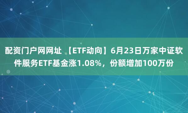 配资门户网网址 【ETF动向】6月23日万家中证软件服务ETF基金涨1.08%，份额增加100万份