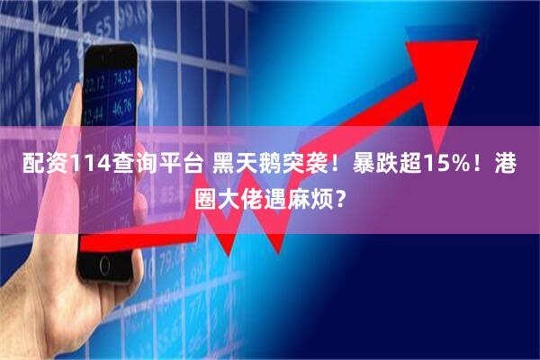 配资114查询平台 黑天鹅突袭！暴跌超15%！港圈大佬遇麻烦？